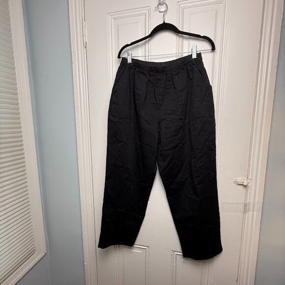 QVC Denim & Co. Pants Womens Large Petite Black Cropped Pull On Stretch NWOT - Picture 1 of 9